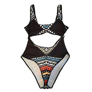 Ekouaer Cutout One-Piece Swimsuit Size XL Tribal Hollow Keyhole​